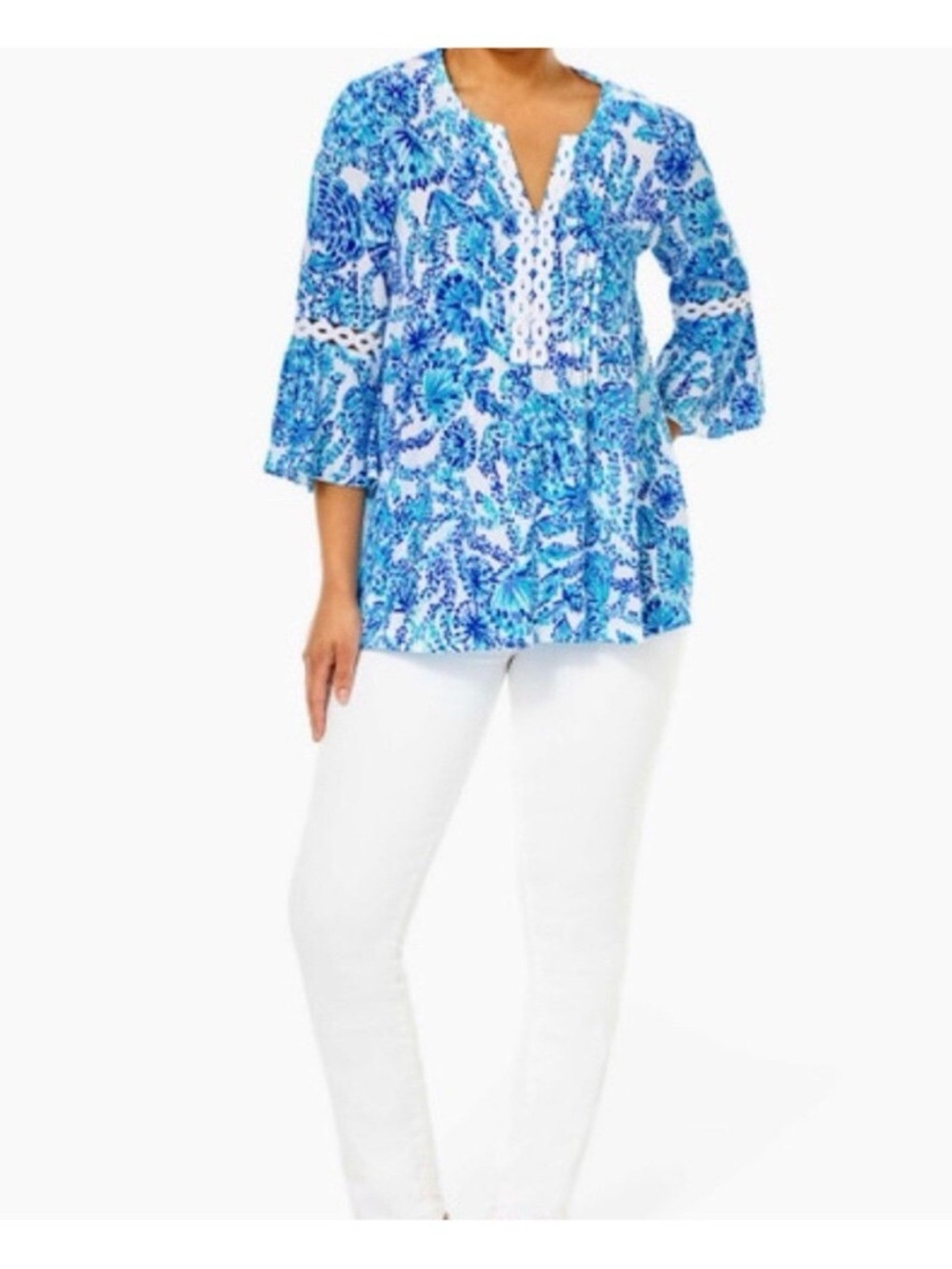 Lilly Pulitzer Hollie Tunic Top in the Turquoise Oasis Shell Me You Love Me